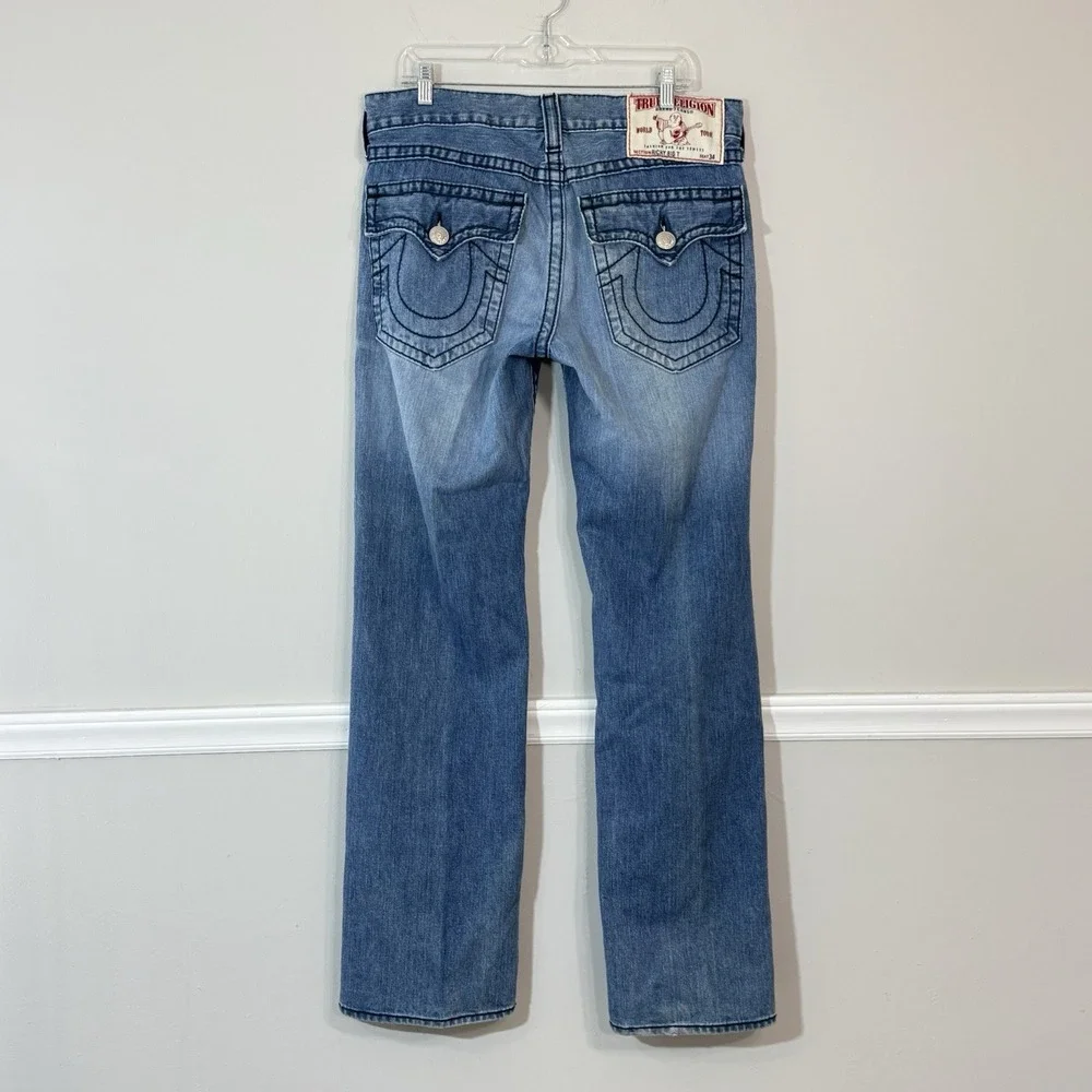 Vtg True Religion Ricky Big T Jeans Mens 34X33 Blue Straight Made In US Flap